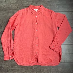 Uniqlo 100% Linen Long Sleeve Women’s Shirt Salmon